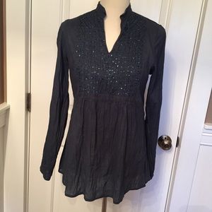 NEW GREATER GOOD NETWORK TOP TUNIC TEAL BEADS LONG SLEEVE Size S Unworn NWOT